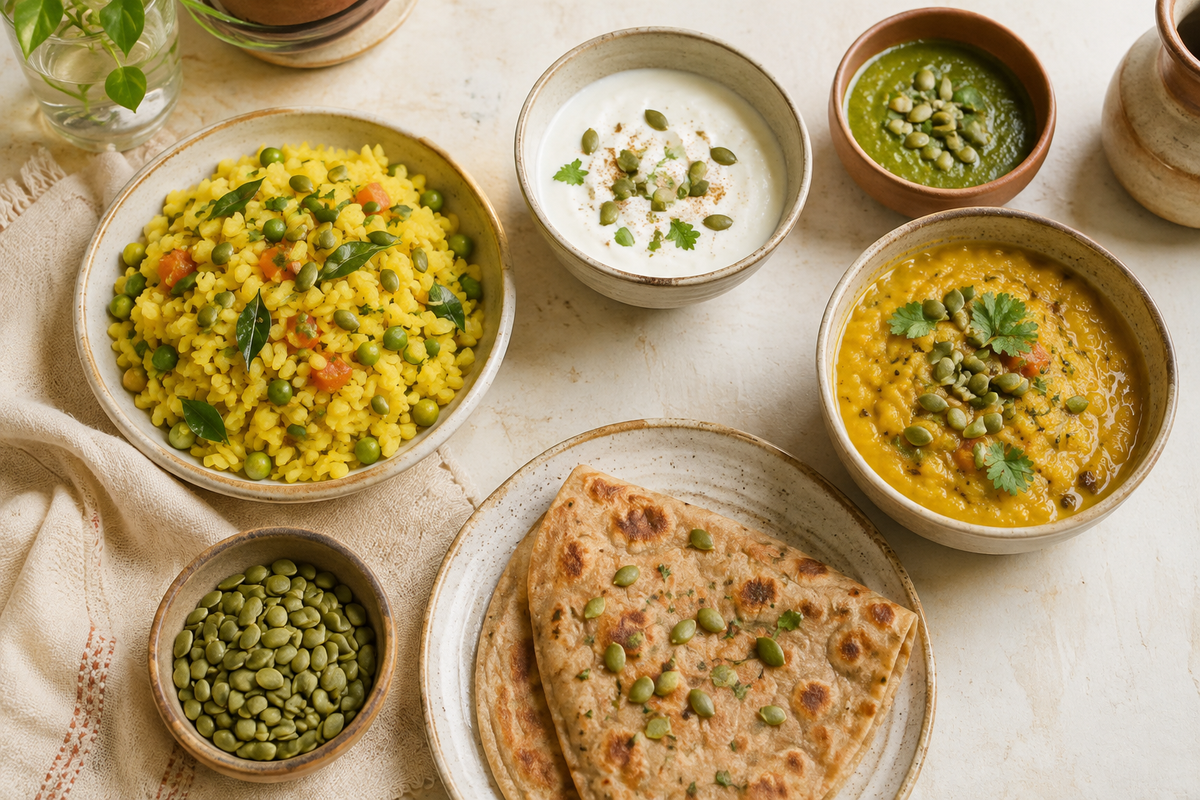 Pumpkin seeds added to poha, curd, dal, chutney and paratha