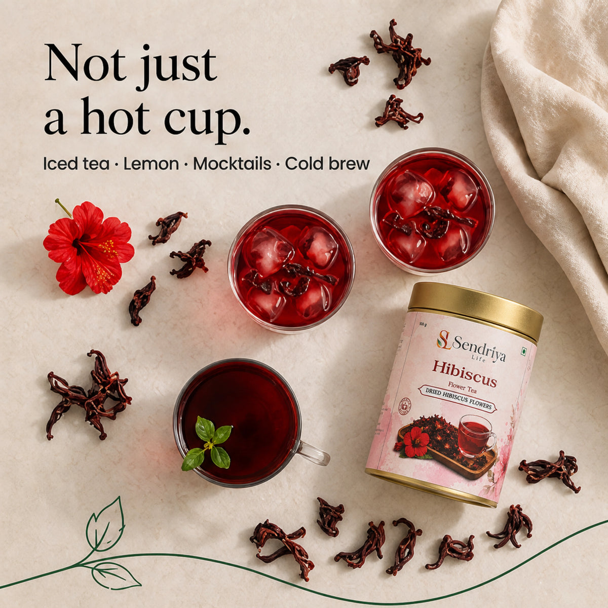 Hibiscus Flower Tea colour, texture and aroma