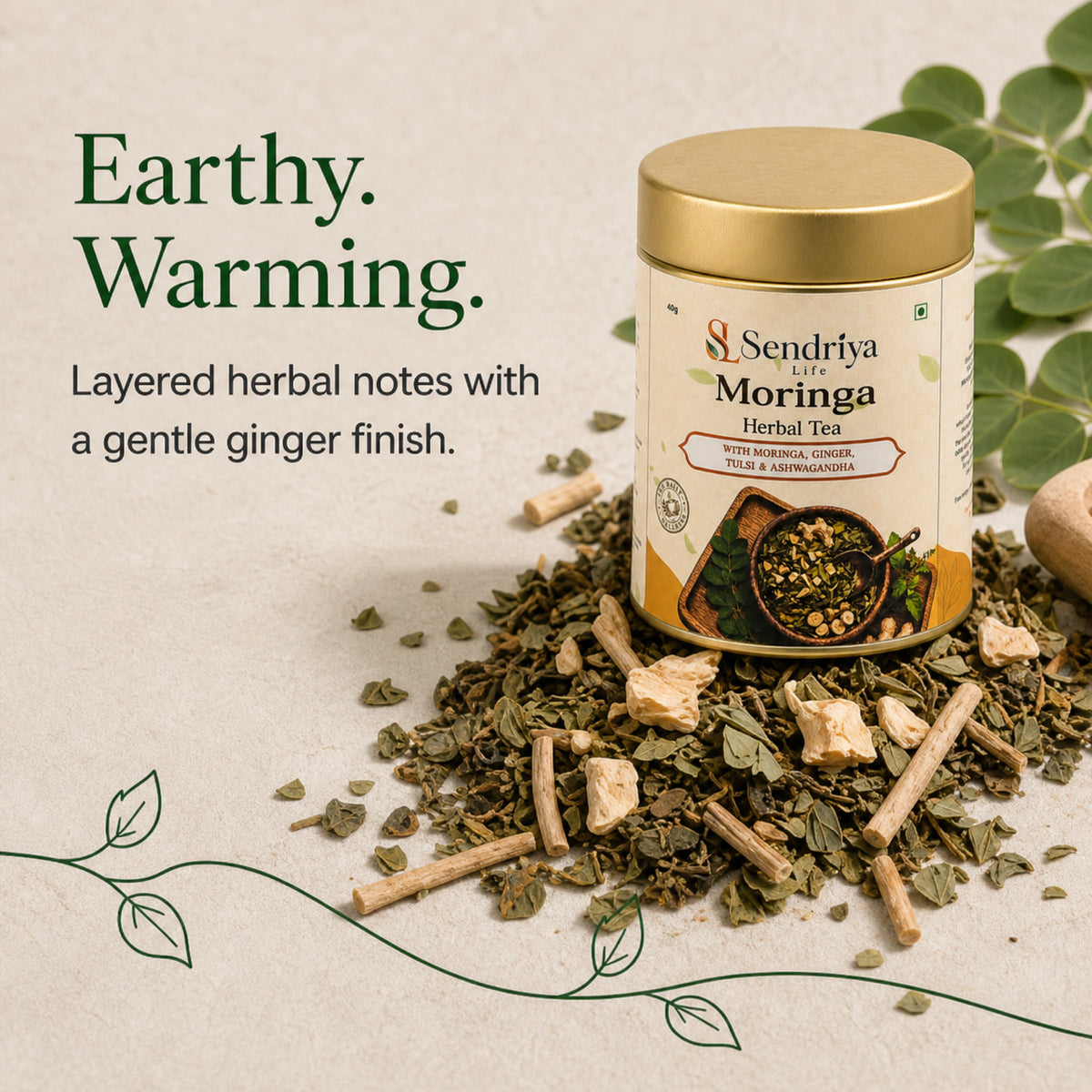 Moringa Herbal Tea colour, texture and aroma