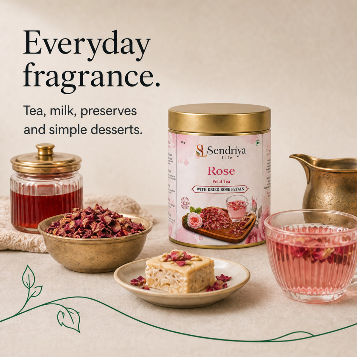 Rose Petal Tea colour, texture and aroma